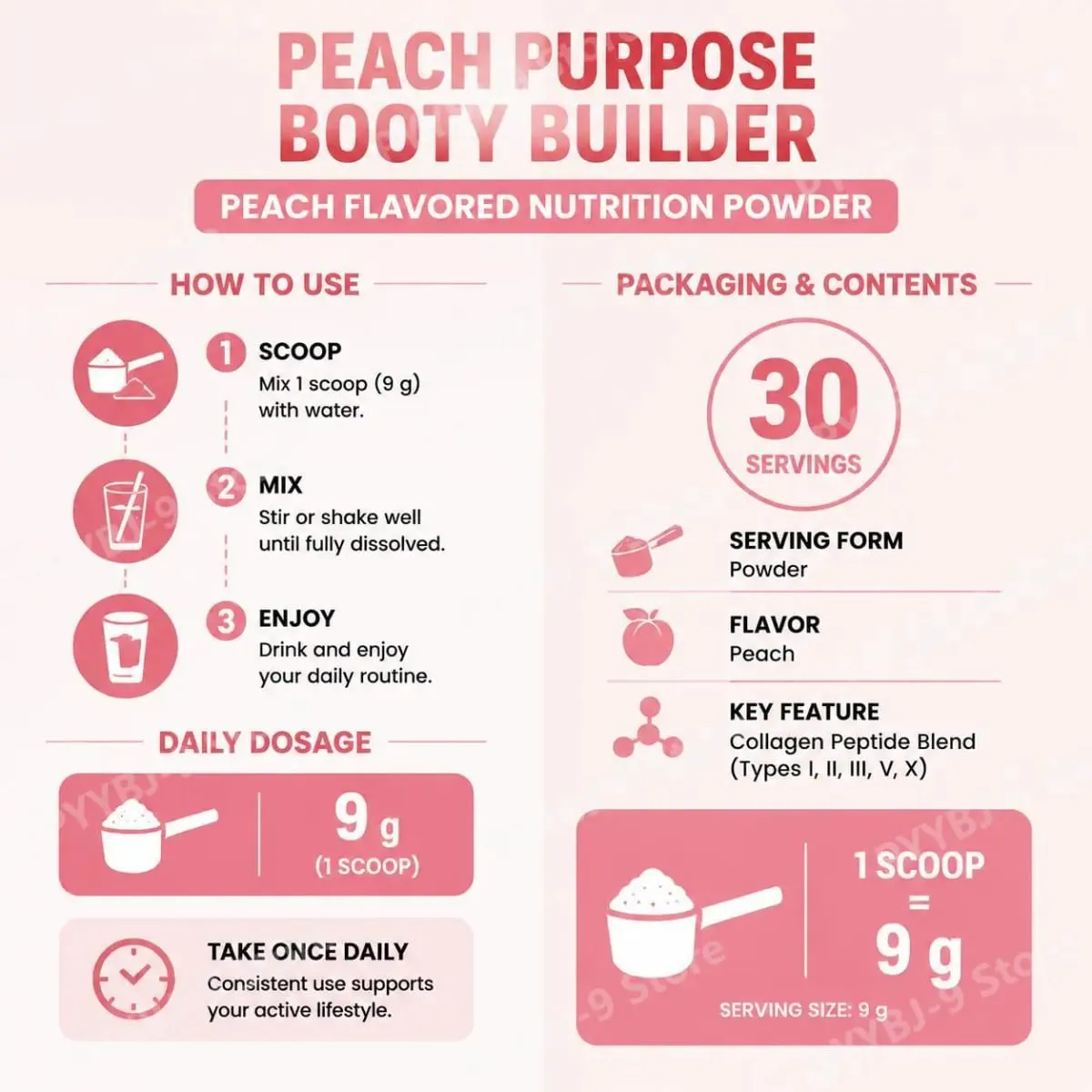 Peach Purpose Collagen Powder Skin Elasticity & Workout Recovery Support for Active Fitness and Strength Routines 30 Servings — image 7