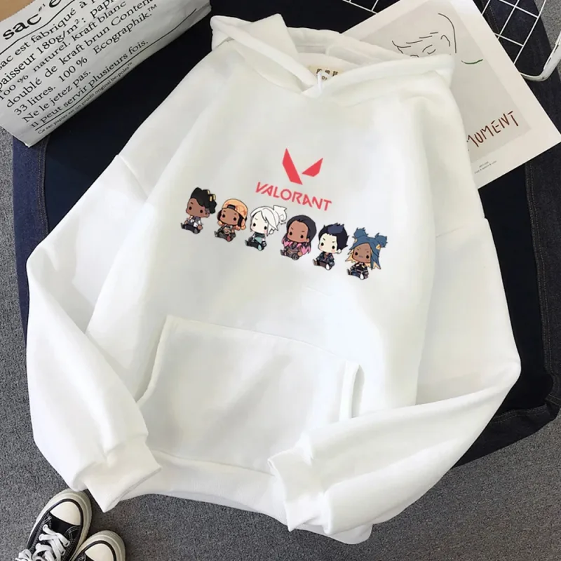Valorant Anime 2D Print męska bawełniana bluza z kapturem Casual sweter oversize popularna odzież uliczna modna bluza Trend odzież męska — image 3