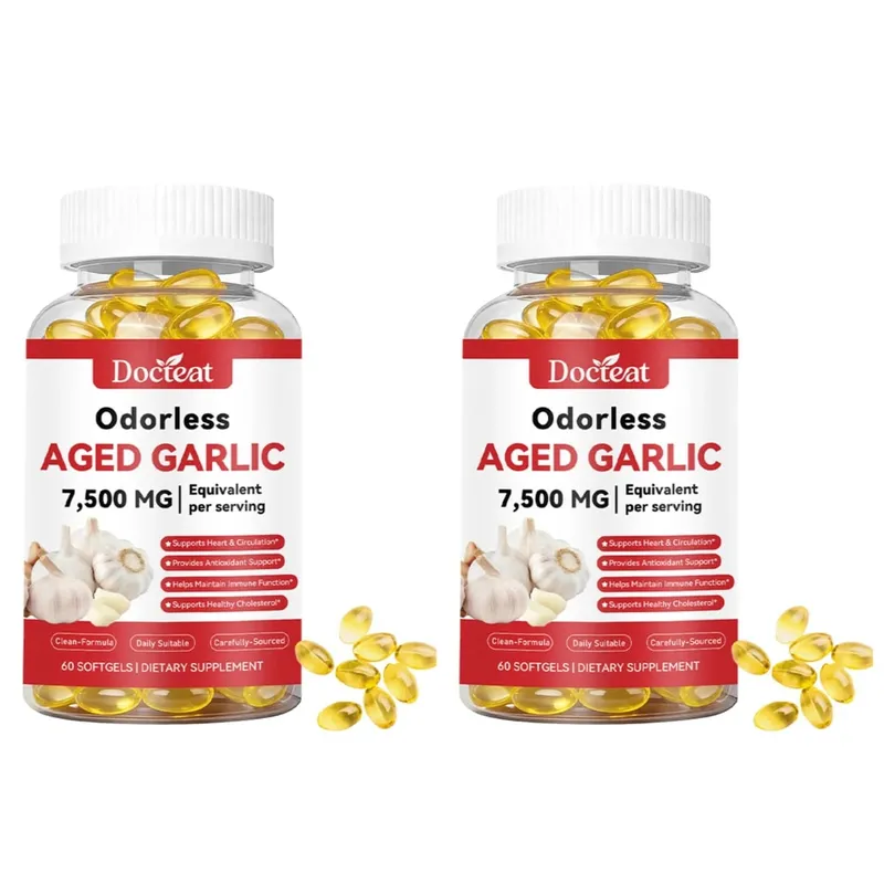 Odorless Aged Garlic Extract 7500mg เทียบเท่า 60 ซอฟท์เจล - ระบบภูมิคุ้มกันสุขภาพหัวใจอาหารเสริมสารต้านอนุมูลอิสระสำหรับผู้ใหญ่ — image 7