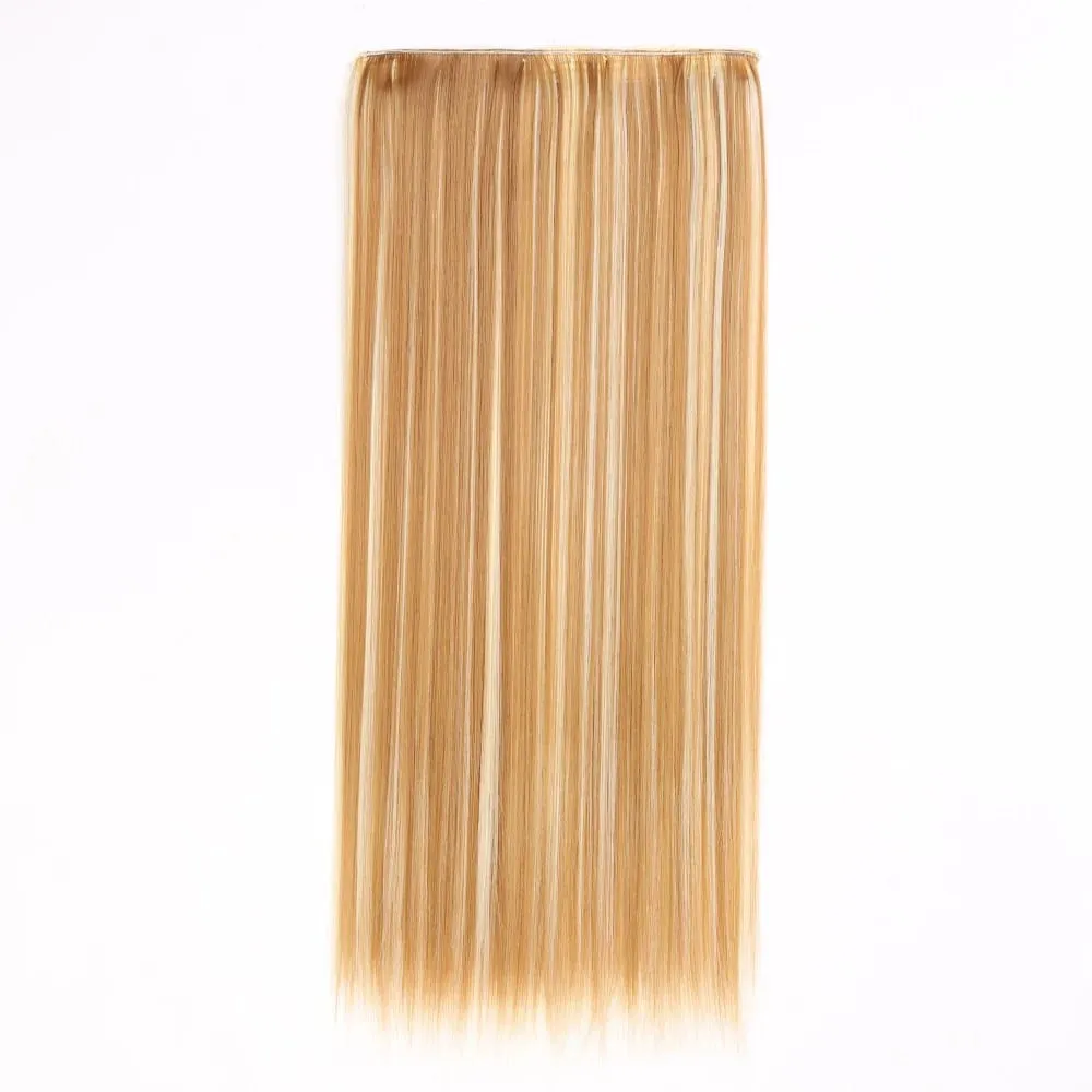 Synthetic Natural Synthetic Hair Extensions 5 Clip In Artificial Fake Ombre Blonde Brown Black Pink Straight False Hair Piece — image 32