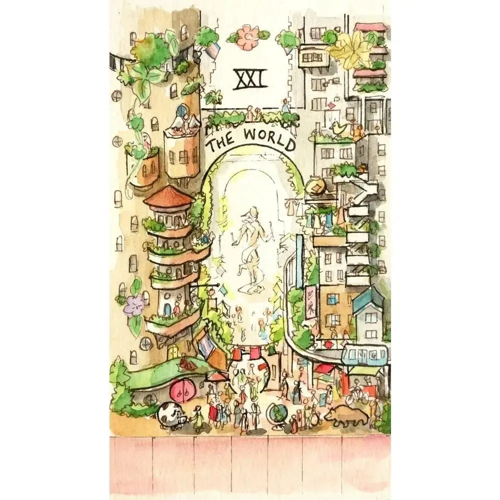 12*7cm The Housing Tarot Deck 78 Pcs Daily Tarot Cards Printed on 350GSM Cardstock Packed In Rigid Box with Green Gilded Edges — image 4