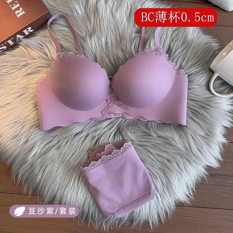 セクシーDrahtloses, nahtloses BH-Set für Damen, einteiliger Push-Up-Büstenhalter, kleine Brust, seitliche Unterstützung, Anti-Sag, weiche Damenunterwäsche — image 18