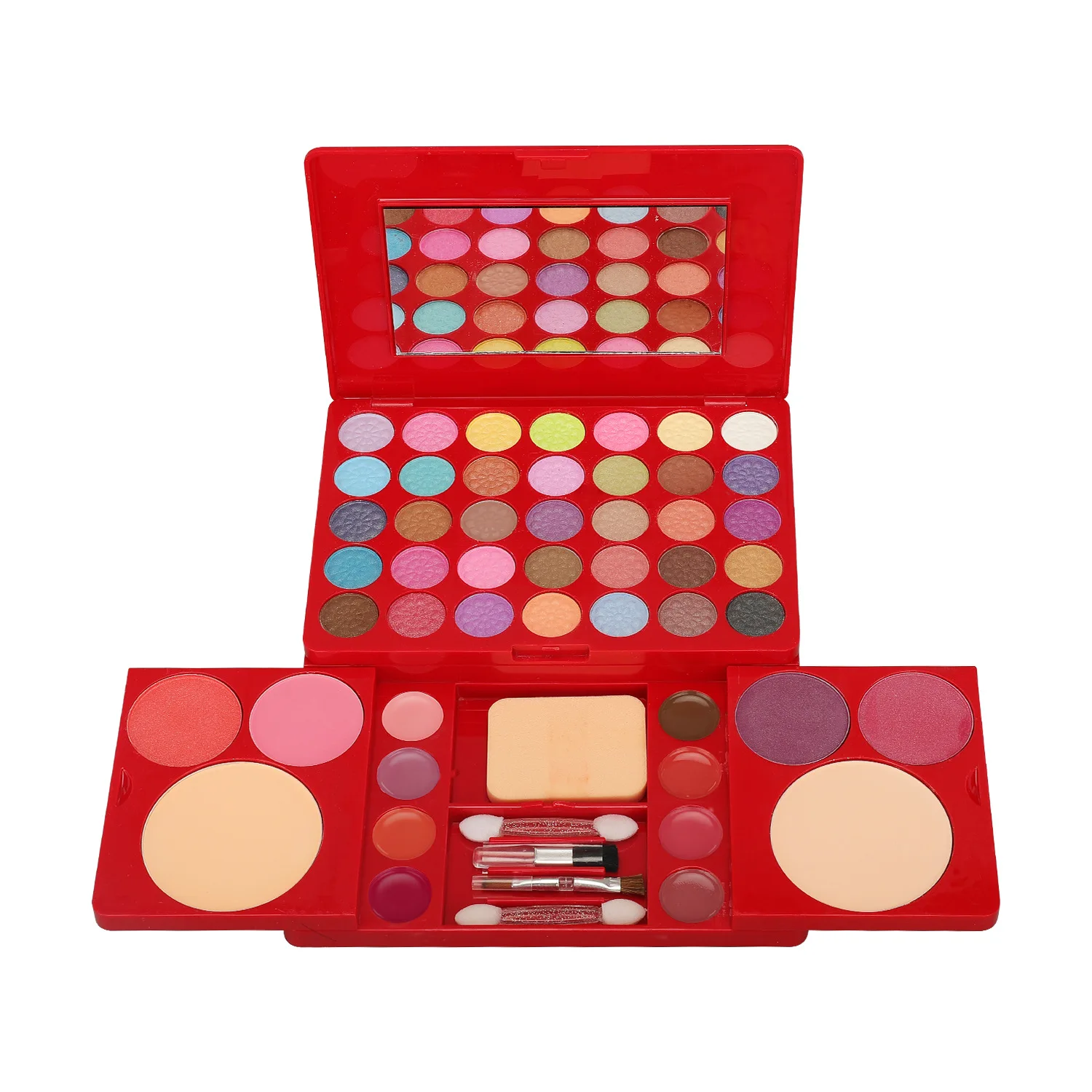 Makeup Kit komplet sæt til kvinder Multifunktionel alt i én boks Rød 49 farver Ansigtslæbe Øjenskygge Highlighter Pensel Makeup Palette — image 4