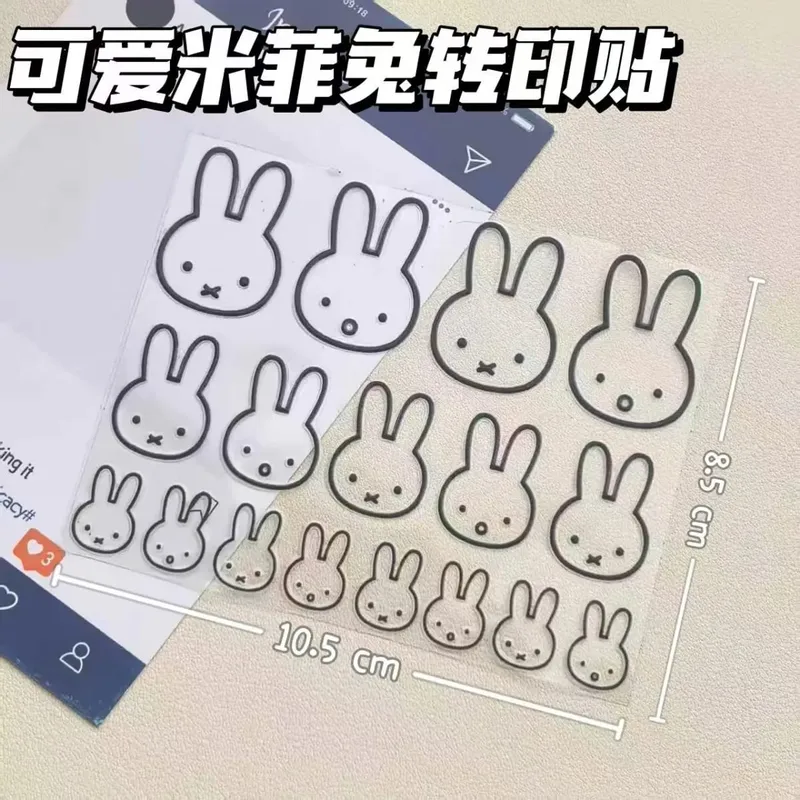 Kawaii Miffy Tavşan Transferi Çıkartmalar Sevimli Çizgiler Miffy Bilgisayar Dekorasyon Ins Cep Telefonu Çıkartmaları Diy Su Bardağı Su Geçirmez