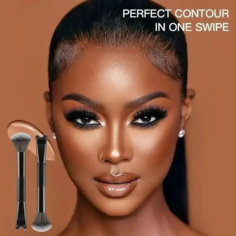 Štětec na make-up s dvojitou hlavou ve tvaru písmene U Sada štětců na kontury nosu Štětec na kontury obličeje pro přesné tvarování nosu — image 5