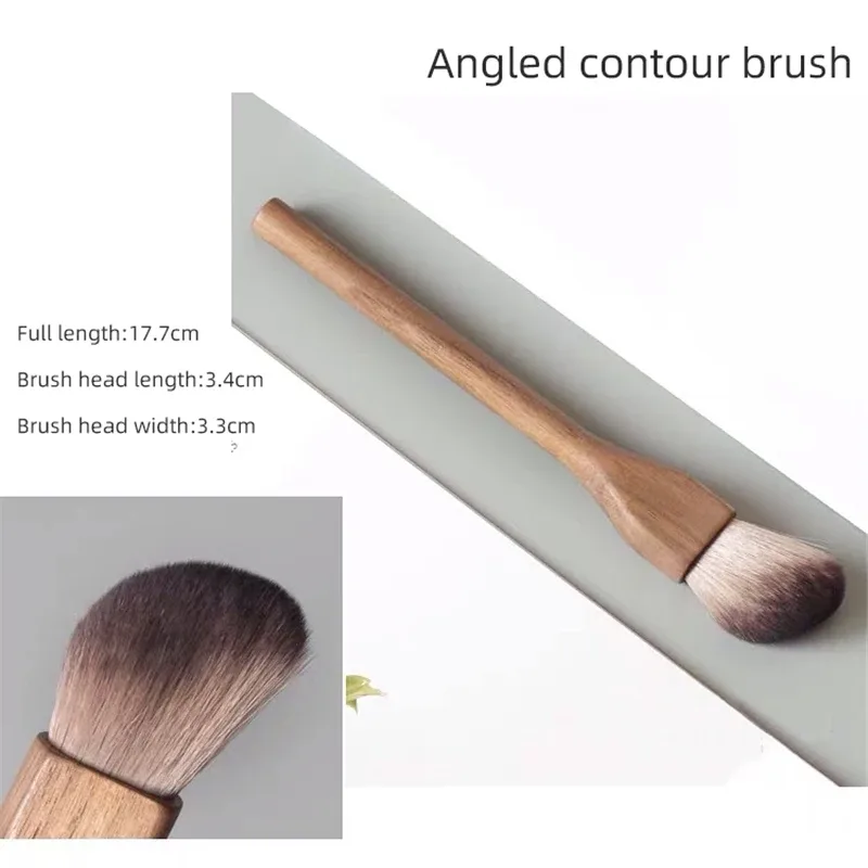 วอลนัทไม้ Handle แปรงแต่งหน้า Loose Powder Foundation Blush Contour แปรง Super Soft ความหนาแน่นสูงแต่งหน้าเครื่องมือแปรง — image 9