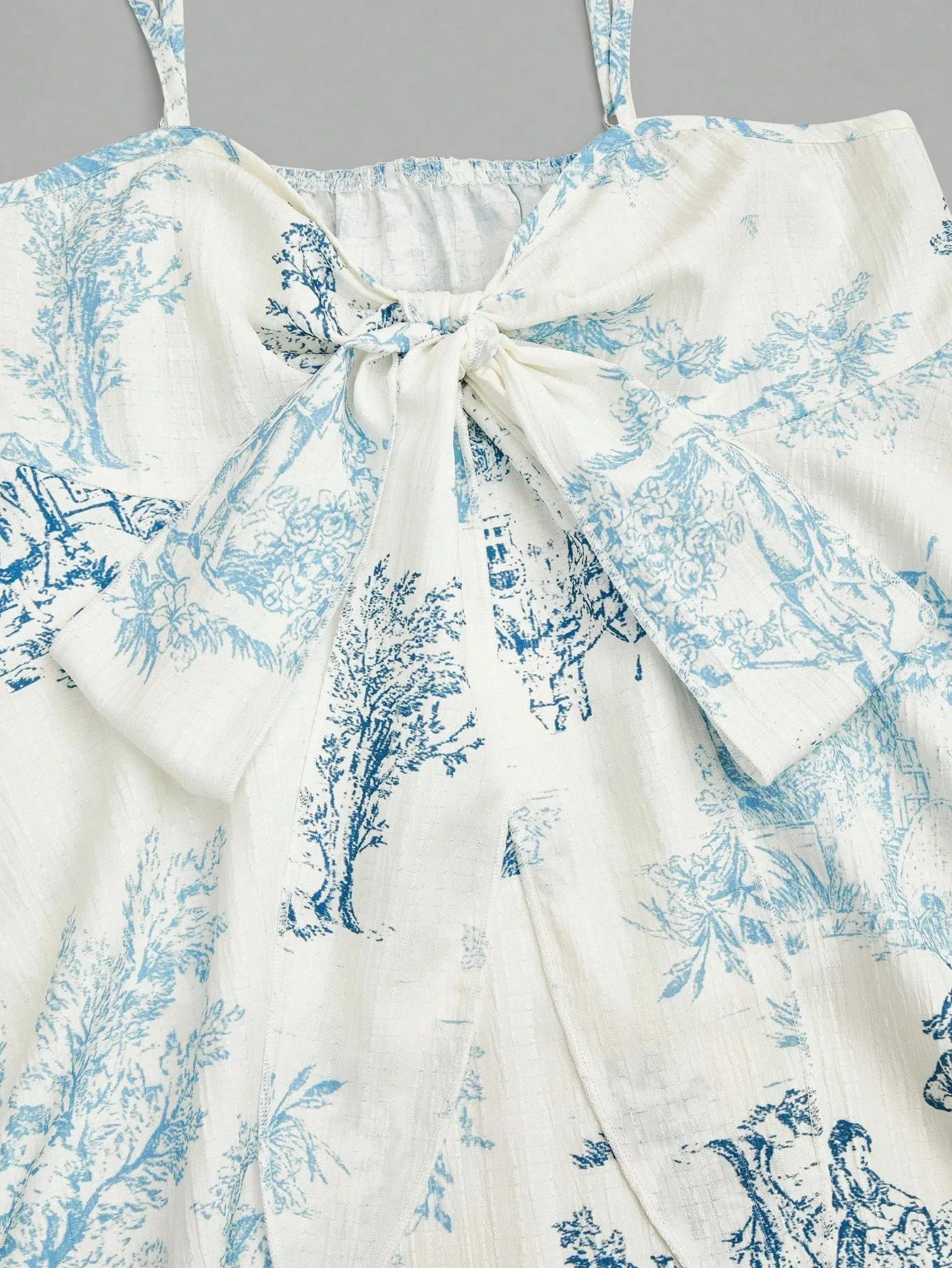 Caraco élégant pour femmes, haut rayé en tissu imprimé, col avec nœud et cravate sur le devant, Camisole fine sans manches. Polyvalent pour Spring & S — image 3