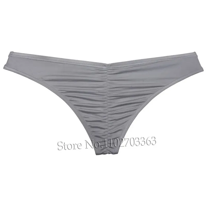 Cuecas de biquíni masculinas, cuecas triangulares, franzir as costas, micro cuecas elásticas brilhantes, verão, cintura baixa, praia, sexy, sedoso e suave — image 3