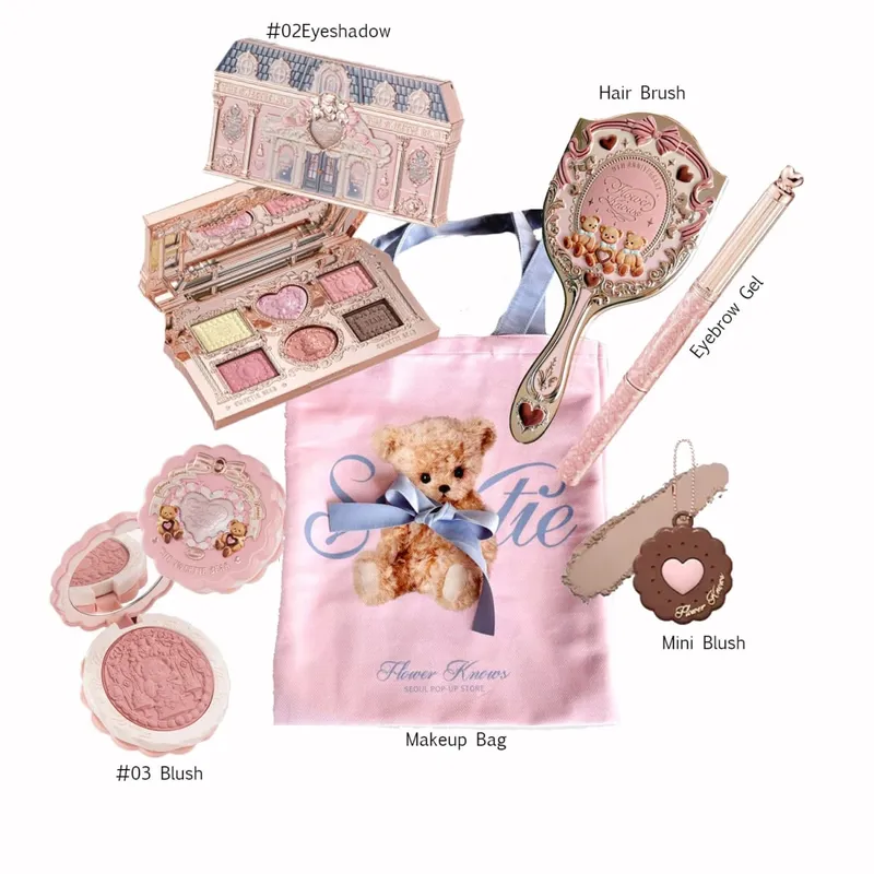 Flower knows bunny Collection Makeup Set Eyeshadow Palette Blush Lip Gloss Makeup Bag Matte Glow Shimmer Eye Shadow Kit — image 8
