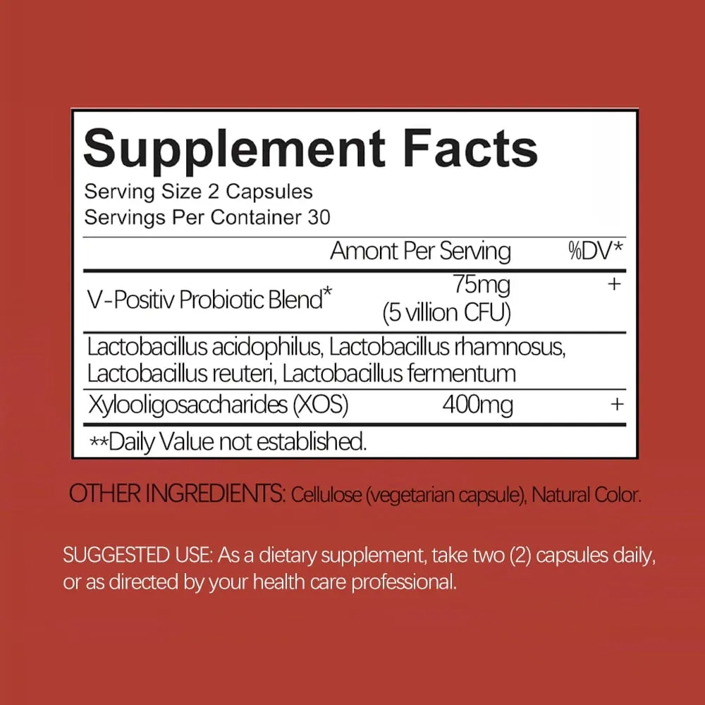 Kapsul Vitamin Probiotik Faraj Wanita Menyokong Saluran Kencing dan Kesihatan Faraj Campuran Probiotik Lactobaccilus & V-Positiv — image 6