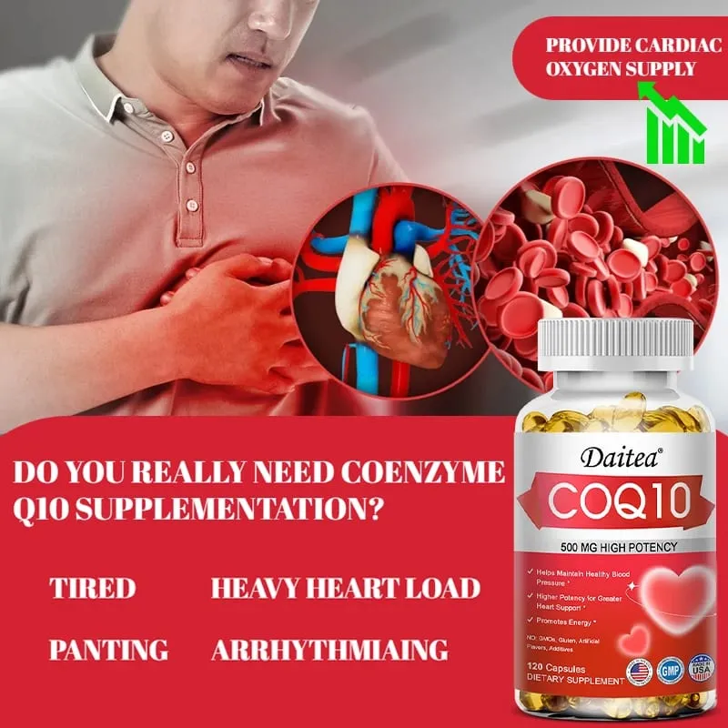 Coenzyme Q10 Capsules High Concentration Vegetarian Supports Blood Circulation Stress Health and Physical Energy Antioxidant — image 5