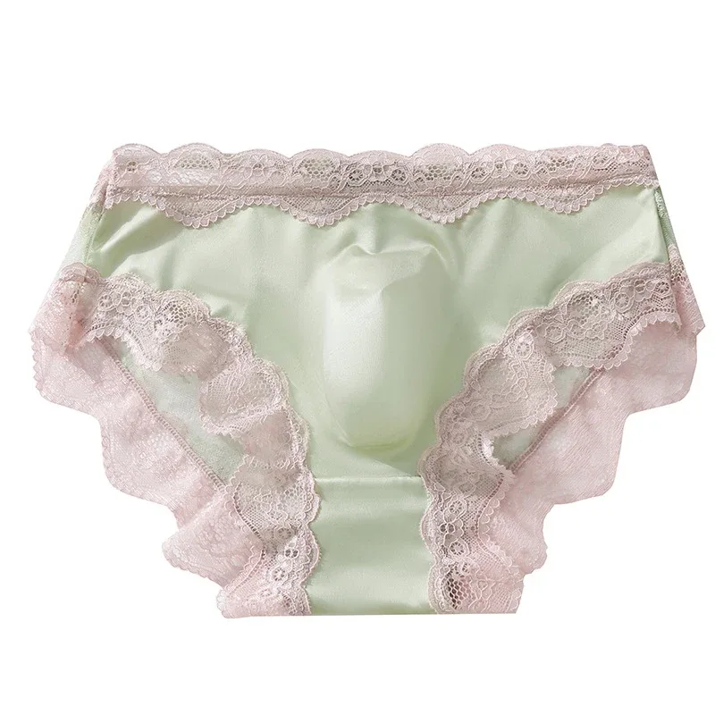 3 Pack Male Full Lace Side Briefs Ice Silk Satin 3D Molded Pouch Mid Rise Soft Smooth Men Underpants — image 15