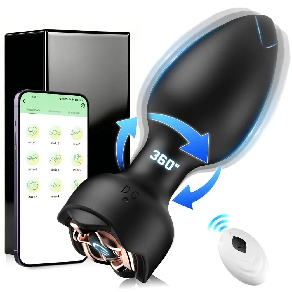 Drahtlose Steuerung 360° Rotation Wackelvibrator Butt Plug für Männer Prostatamassagegerät Homosexuell Analvibrator Analplug Erwachsene Sexspielzeug — image 1