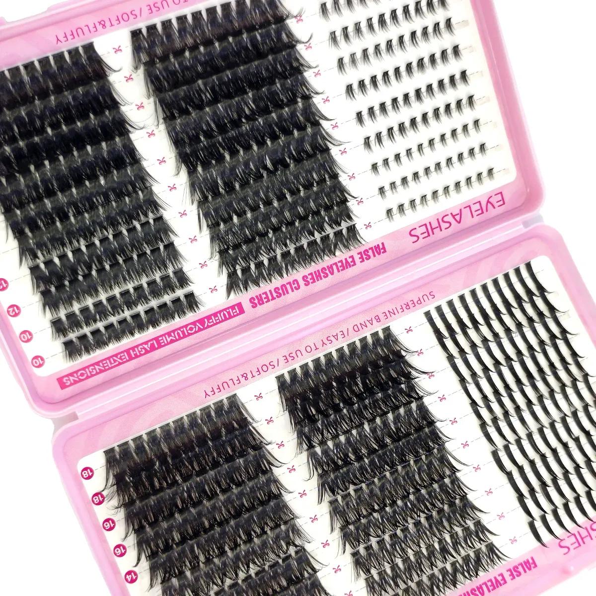 600PCS False Eyelash Cluster DIY Extended Mixing Disc Plump Clustered Single Piece Cat Eye False Eyelash Spikes+Bottom — image 4