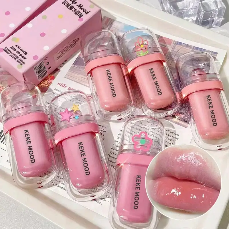 Crystal Glossy Lip Glaze Jelly Mirror Water Lip Gloss Lasting Moisturizing Sexy Lips Tint Korean Lip Glaze Girl Beauty Cosmetics