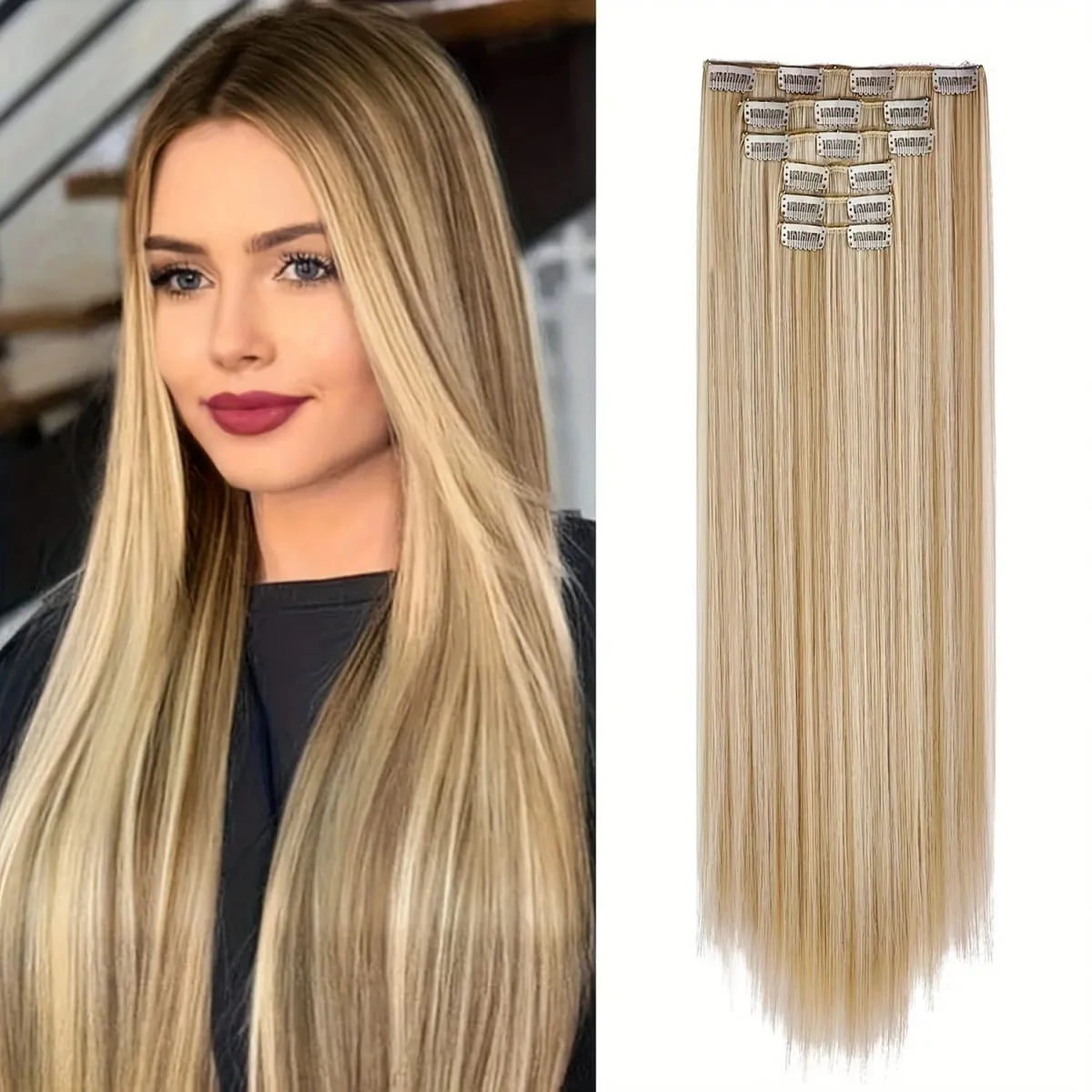 คลิปต่อผมส่วนขยายของผมหนายาวลูกไม้ผ้าน้ำหนักเบาสังเคราะห์ Hairpieces สำหรับผู้หญิงช็อคโกแลตสีน้ำตาลด้วย Go — image 3