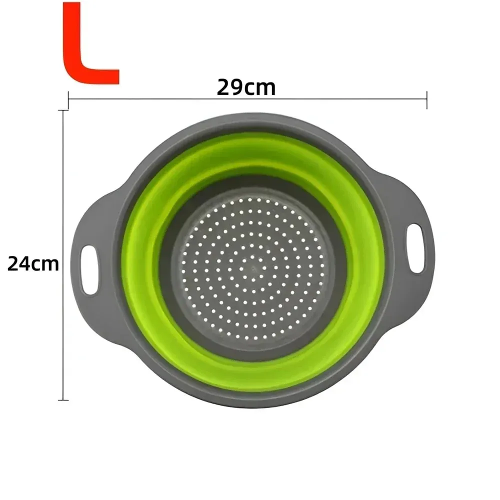 2PCS Silicone Folding Drainer Basket Fruit Vegetable Foldable Colander Kitchen Strainer for Food Pasta Kitchenware Drain Device — image 19