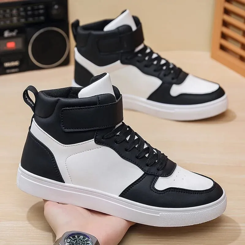 Baskets vulcanisées blanches chaussures plates confortables pour hommes à lacets Zapatillas Hombre automne printemps baskets hautes grande taille 39-48 — image 6