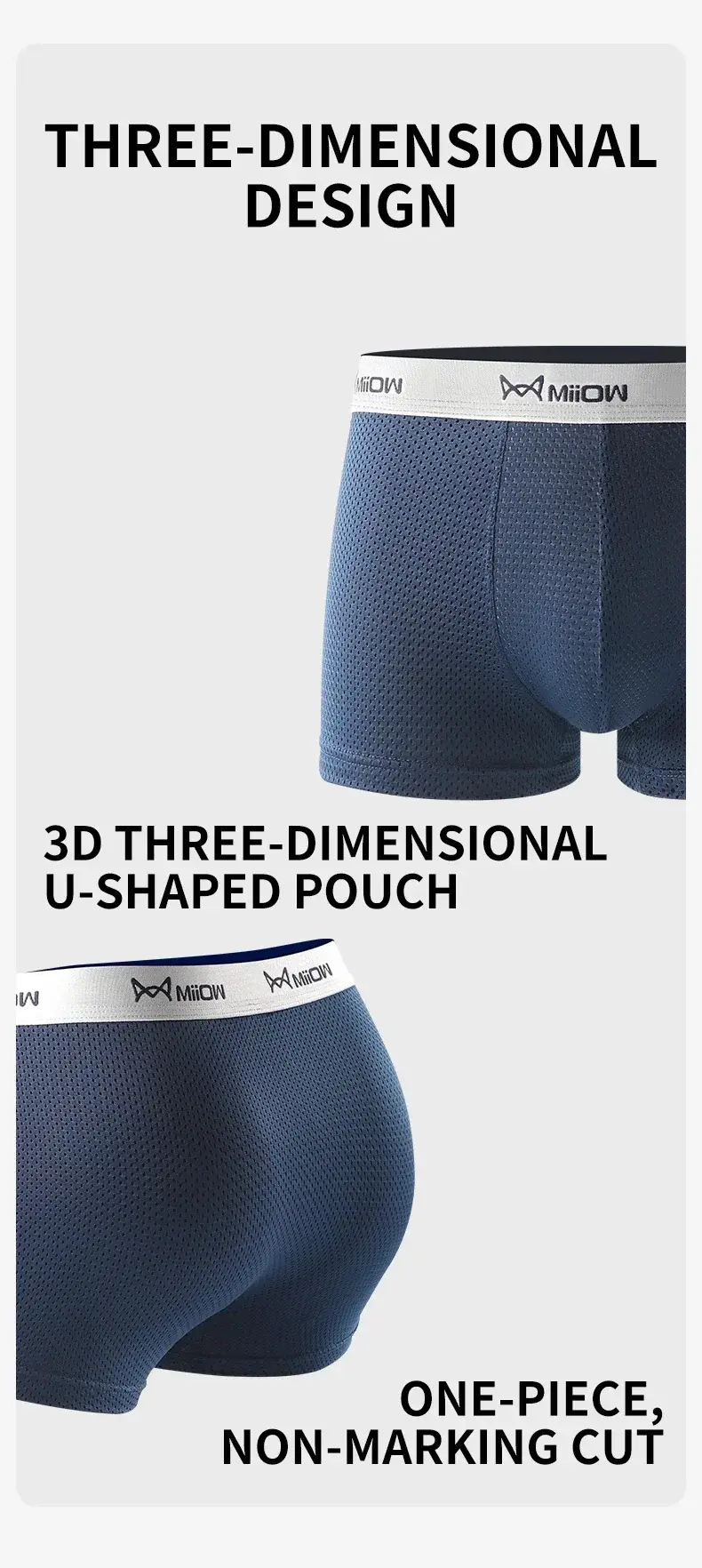 MiiOW 4Pcs Ice Silk Men's Boxershorts Breathable Mesh Mens Underpants Boxers 7A Antibacterial Crotch Man Underwear Mens Panties — image 5