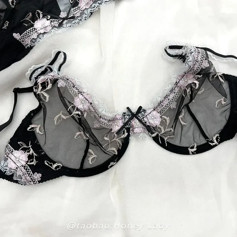 Ensemble de soutien-gorge Push-Up en dentelle brodée, poitrine complète, Petite, Support de levage réglable, Anti-affaissement, respirant, Lingerie Sexy pour femmes — image 6