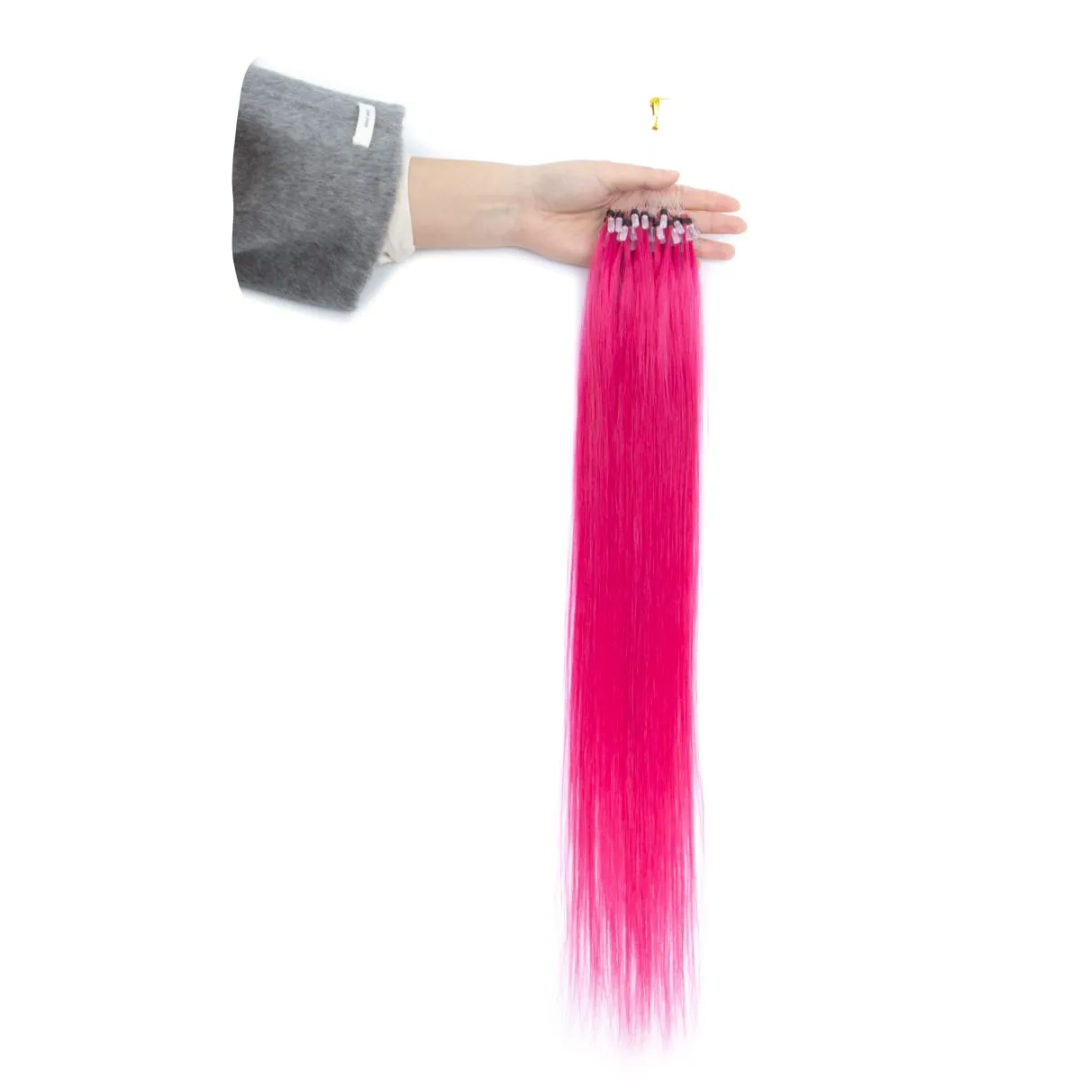Extensions de cheveux humains colorés à micro maillons, sans colle, cheveux humains vierges, pour femmes et filles, 50 brins colorés, 30G, gris — image 19