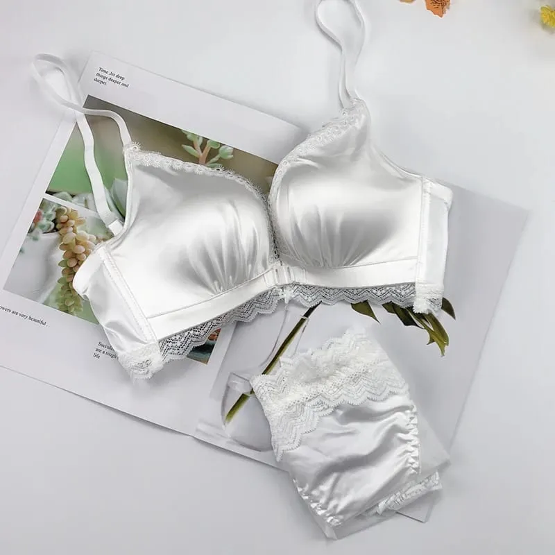 Push Up BH-sæt med frontlukning - Små buste til kvinder med blondebøjler Lingeri | Pull Up Lift Sexet tynd skønhed ryg bralette — image 11