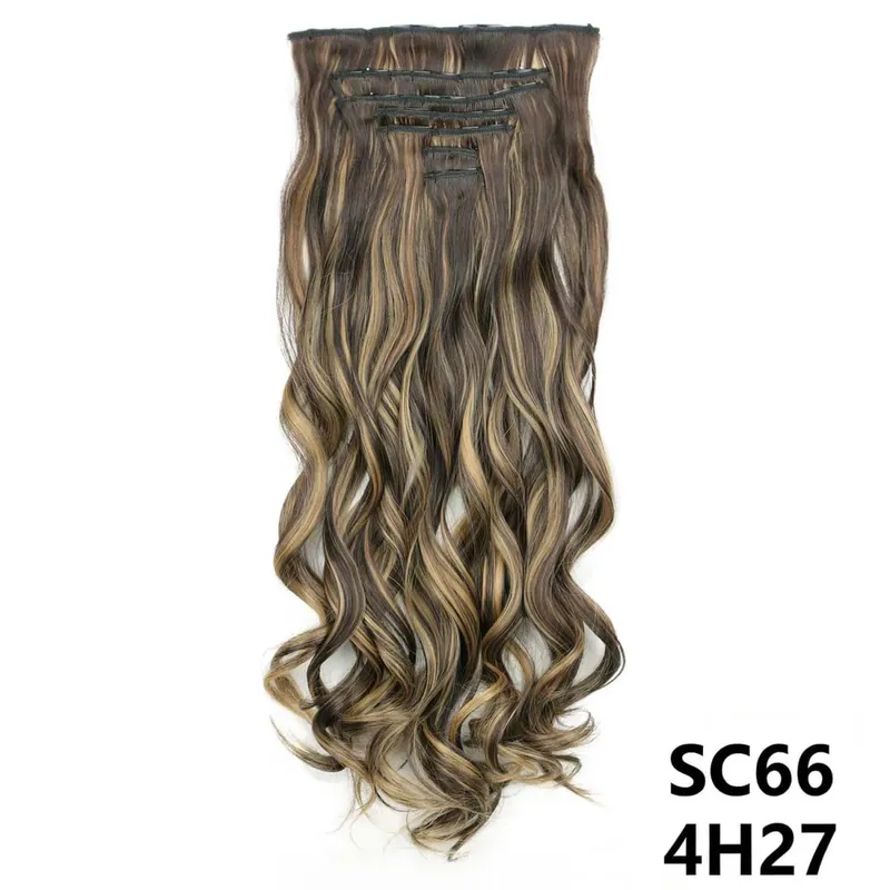 Sintetik Lurus Panjang 16 Klip Dalam Sambungan Rambut 7 Keping/Set Serat Suhu Tinggi Potongan Rambut Berambut Perang Hitam Coklat Untuk Wanita — image 31