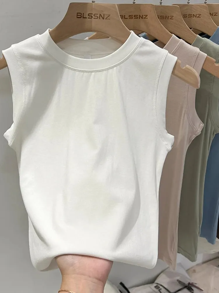 zjaiss 2026 Baumwolle Tops Hals Sommer Basic Shirts Weiß Schwarz Casual Sport Weste Schulterfrei Grün Damen Tank Top — image 6
