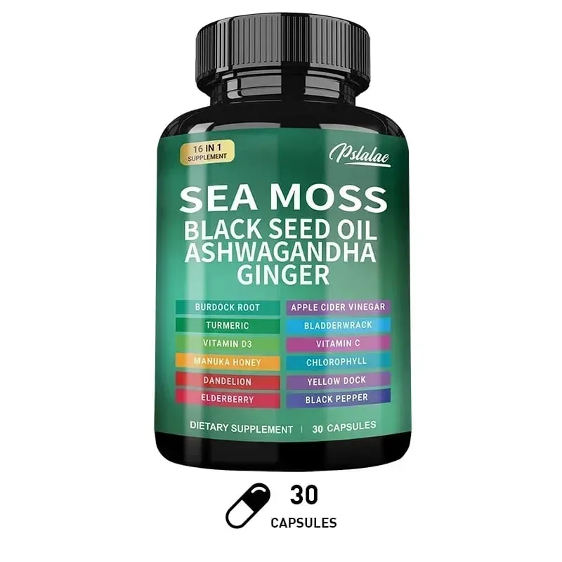 Sea Moss Supplement - Supports Thyroid Health Anti-aging Antioxidant Improve Immunity Detox Beauty Health