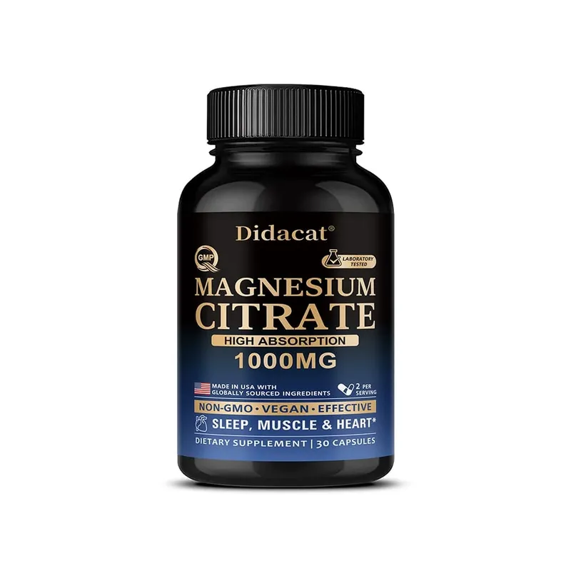Capsule di citrato di magnesio 1000 mg Integratore ad alto assorbimento - Supporto per i muscoli del sonno e il cuore Vegano non OGM — image 9