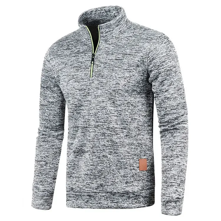 Felpe con mezza cerniera con colletto da uomo Primavera Autunno Pullover casual per sudore maschile Cappotti dolcevita da esterno Abbigliamento sportivo solido — image 7
