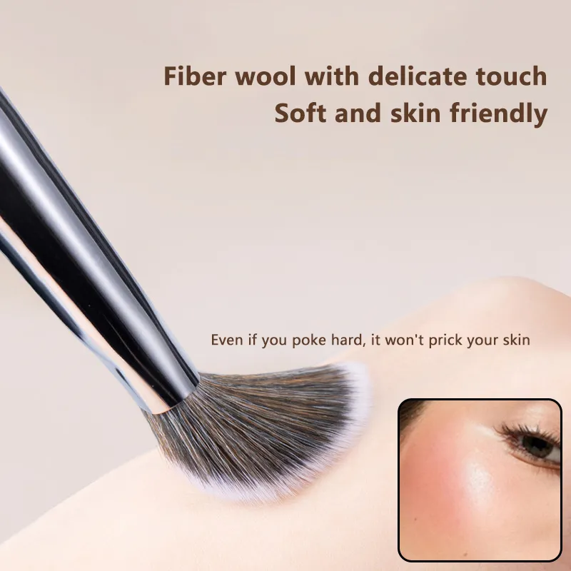 Pennello per fard inclinato Pennelli per trucco scultoreo per fard sintetico morbido Piccoli precisi per polvere Lucida per donna Strumenti cosmetici di bellezza. — image 4