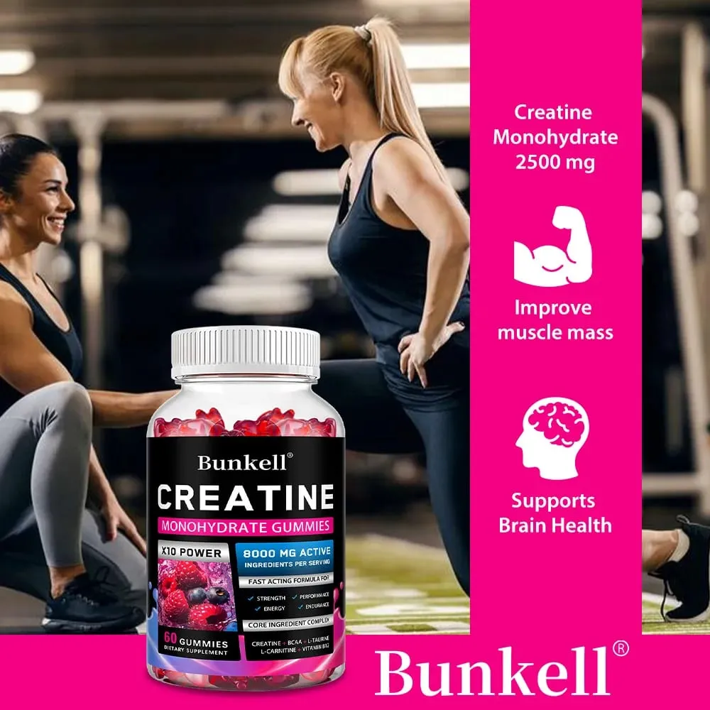 Creatine Monohydrate Gummies - 8000 Mg ก่อน/หลังออกกำลังกายฟิตเนสความแข็งแรงสร้างกล้ามเนื้อให้อาหารเสริมพลังงาน — image 5