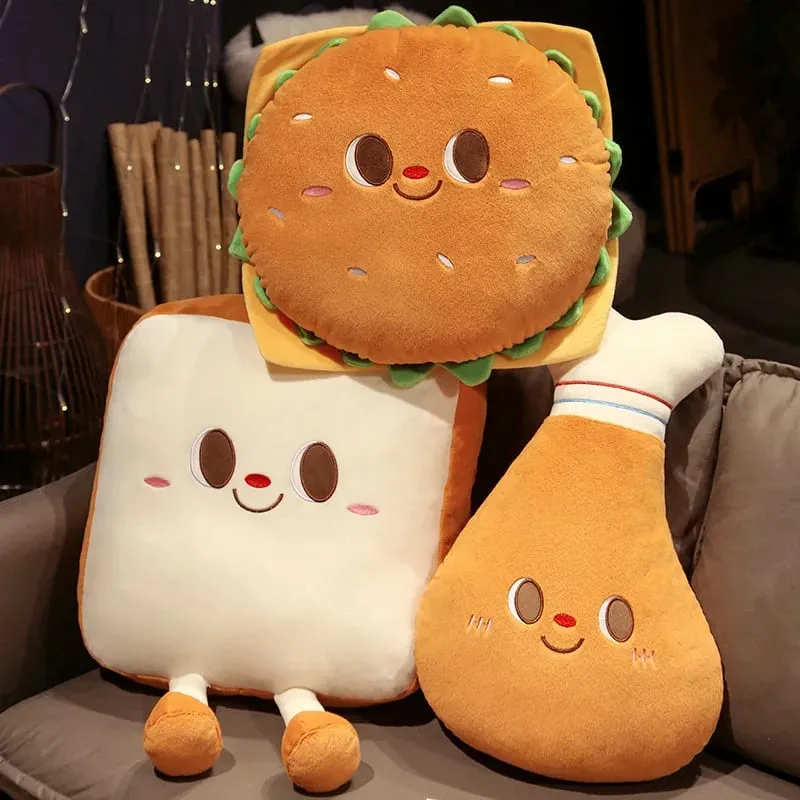 Fried Chicken Burger Plush Toy Super Soft Filled Plush Pillow Delicious Food Toys For Kids Christmas Halloween Holiday Gifts — image 2