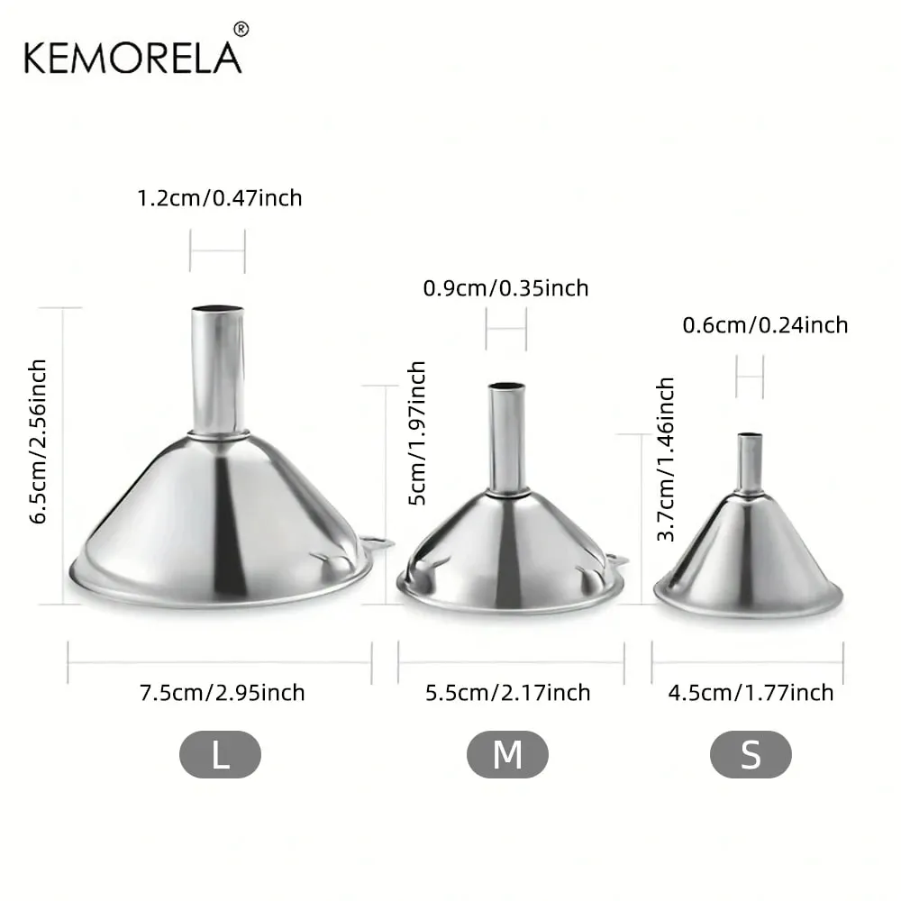 3PCS Edelstahl Silber Trichter Küche Öl Spill Dispenser Wein Leck Werkzeug Küche Trichter Ablauf Werkzeug — image 6