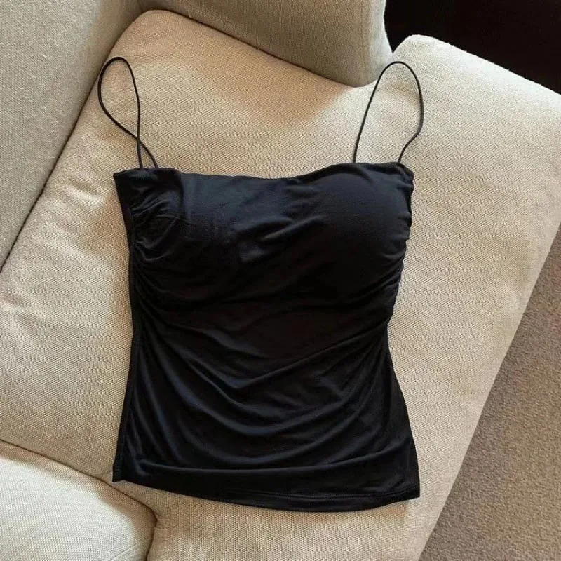 ใหม่-เซ็กซี่จีบถัง Camisole ผู้หญิงฤดูร้อนสปาเก็ตตี้เสื้อแขนกุด — image 10