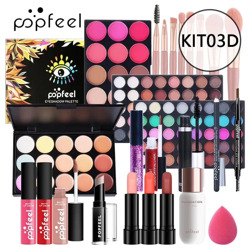 Makeup Full Kit Female Make Up Set Eye Shadow Eyeshadow Palette Lip Gloss Mascara Eyeliner Brushes Bag Make-up for Women