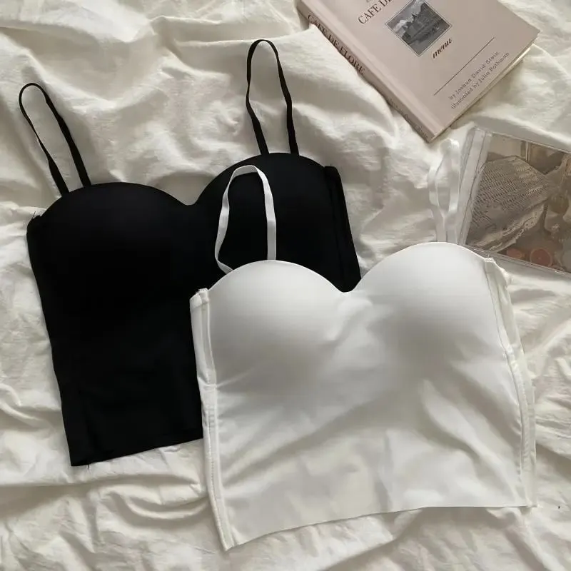 Heiße Mädchen Dünne Abschnitt Doppel Straps Einfarbig Hosenträger Innen Sport Weste Sexy Oberbekleidung Boden Schlanke Frauen Crop Tops bh — image 4