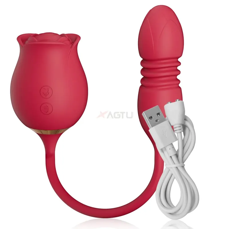 Rose-Sucking Vibrator for Women Clit Clitor Stimulator G Spot Thrusting Dildo Vibrating Female Masturbator Massage Adult Sex Toy — image 9