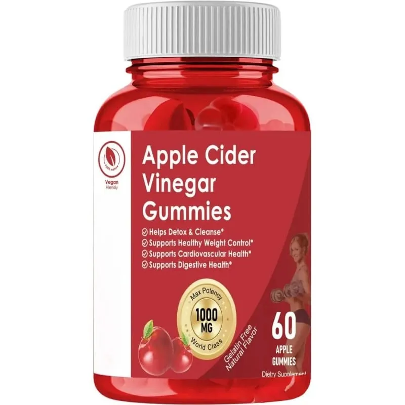 Apple Cider Vinegar Gummies Support Metabolism Digestive Health with Vitamin B12 & Folate – 60 Gummies
