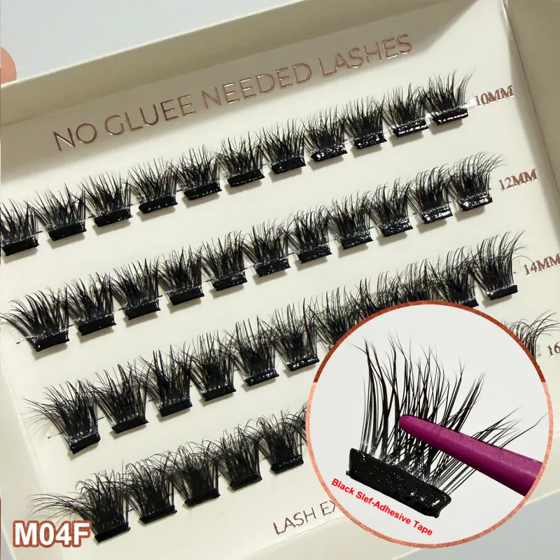 Cils auto-adhésifs en grappe, large robinet pré-collé, Extension de cils naturelle, pas besoin de colle, appuyez sur les cils Manga — image 6