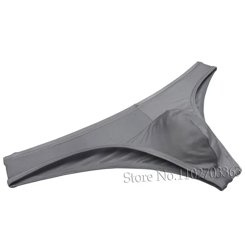 Cuecas de biquíni masculinas, cuecas triangulares, franzir as costas, micro cuecas elásticas brilhantes, verão, cintura baixa, praia, sexy, sedoso e suave — image 2