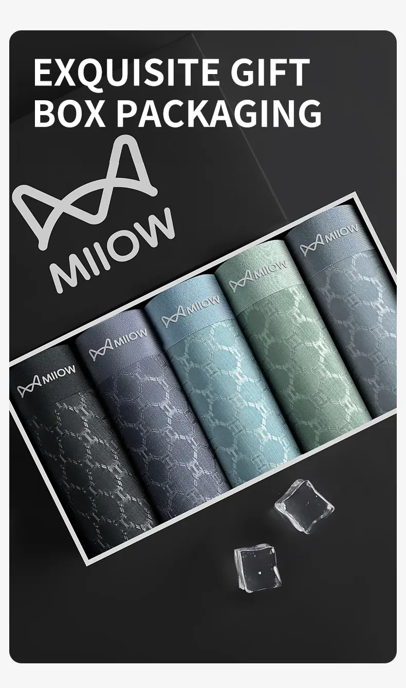 MiiOW 3Pcs Seamless Ice Silk Men Boxer Underwear Summer Breathable Mesh Men's Panties Antibacterial Man Underpants Boxers Briefs — image 11