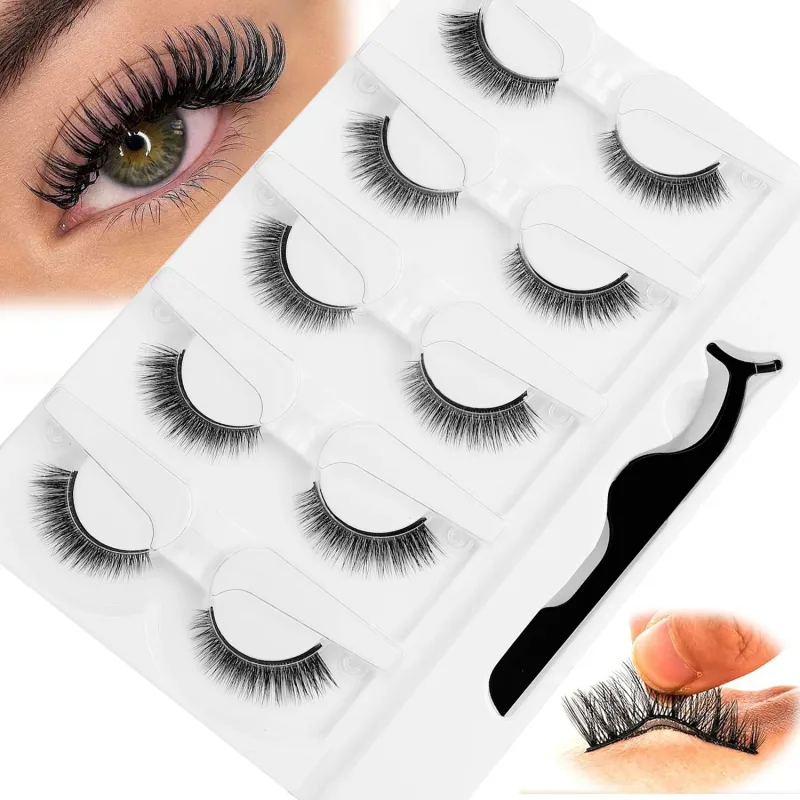 5 Paar kleberfreie, selbstklebende Wimpern, 3D-natürliche falsche Wimpern, eine Schritt-Anwendung, leicht zu entfernendes Augen-Make-up, Großhandel — image 7