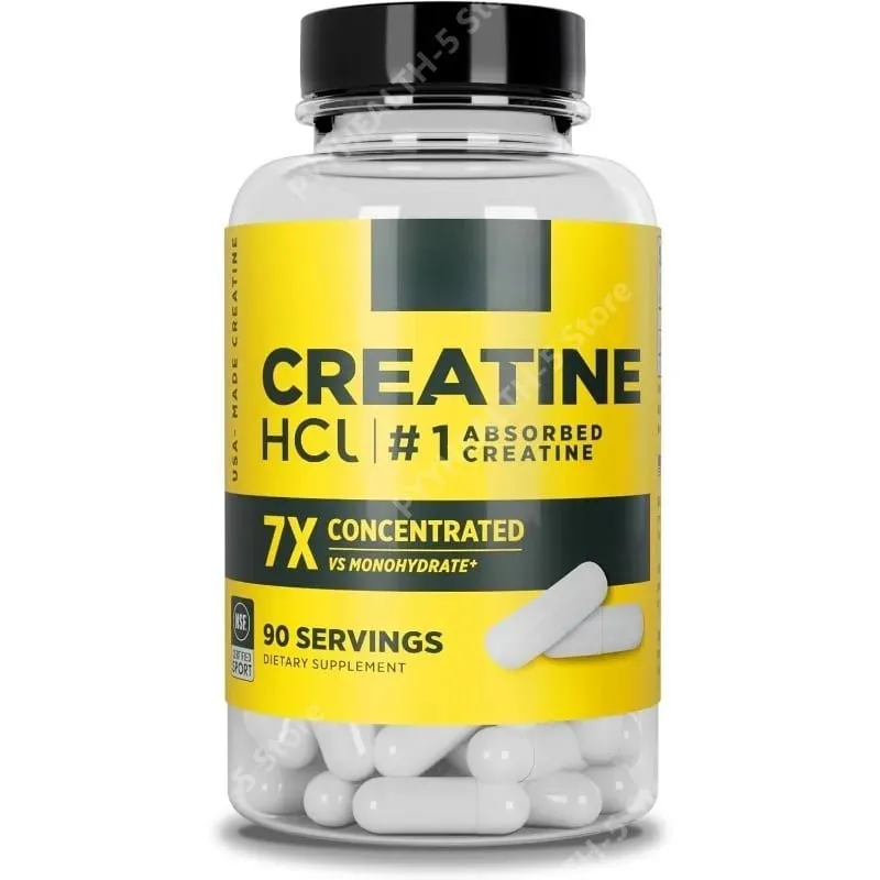 Creatine HCl Kapsul Dukungan Energi Seluler Kognitif Otot | Pil Creatine Tanpa Kembung atau Kram (90 Kapsul)