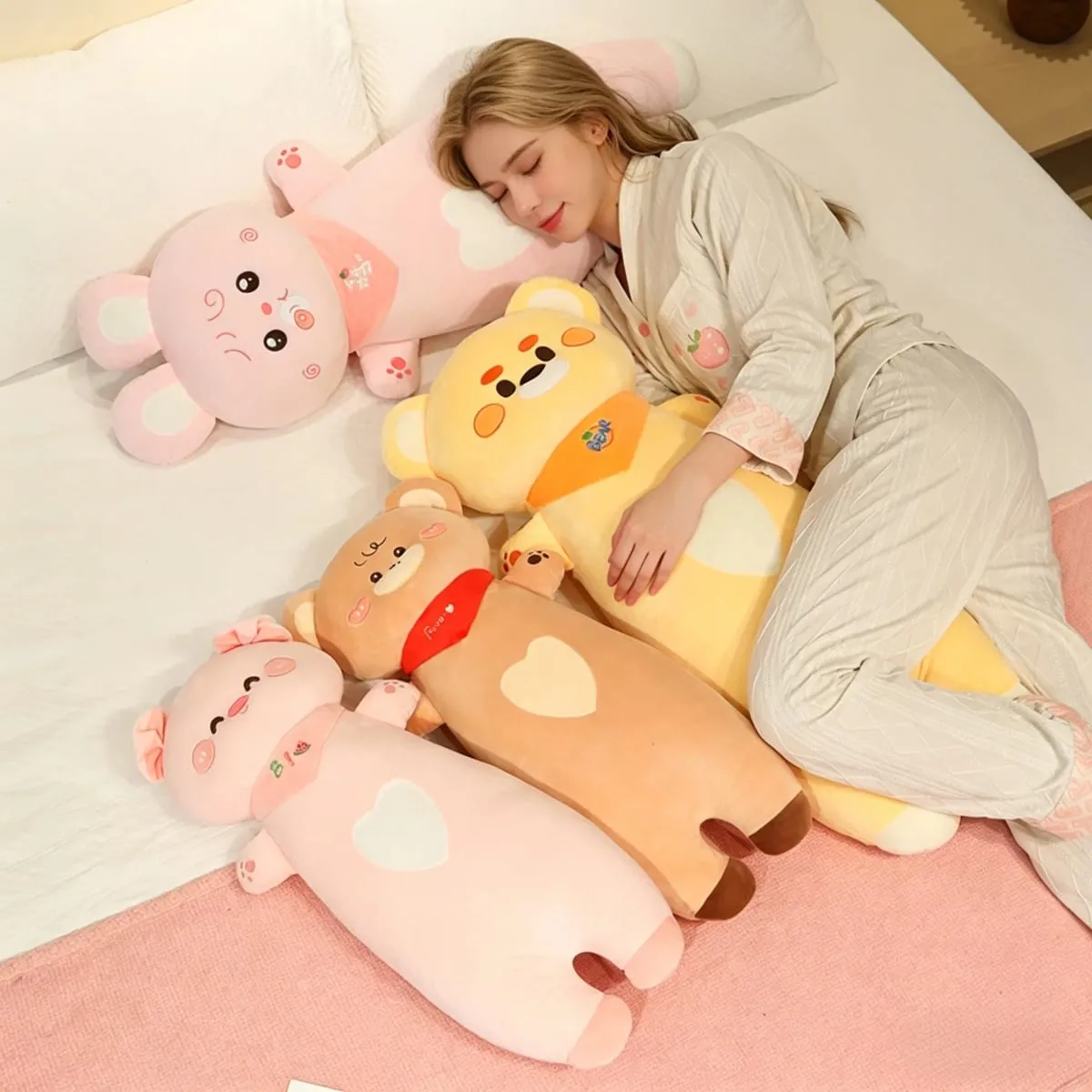 Aninimal หมอน Plush 60/80 ซม.กระต่ายหมูตุ๊กตาหมีตุ๊กตาหมีตุ๊กตาหมอน Kawaii ของเล่นตกแต่งบ้านมาพร้อมกับ Sleep ของเล่นวันเกิด Surprise ของขวัญ — image 3