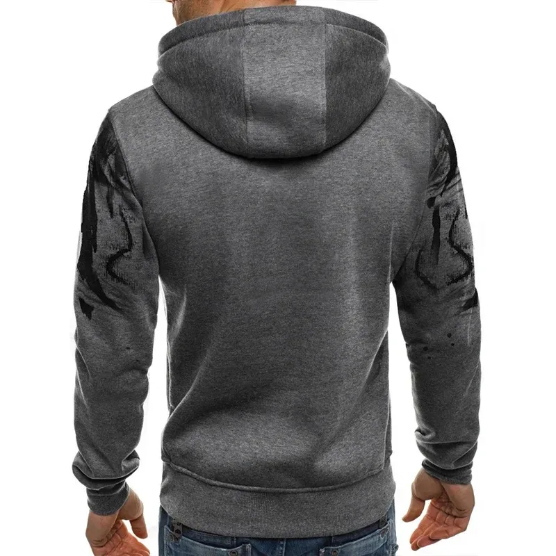 Gradyan Baskı erkek Kazak Kapşonlu Kazak İlkbahar Sonbahar Günlük Spor Spor Moda Rahat Kapüşonlular Gevşek Giyim — image 7