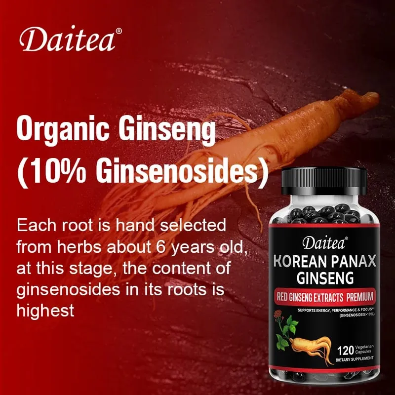 Capsule di Ginseng Rosso Coreano - 1000 Mg Aumenta la resistenza energetica, le prestazioni atletiche e la forza muscolare, supporta la salute immunitaria — image 3