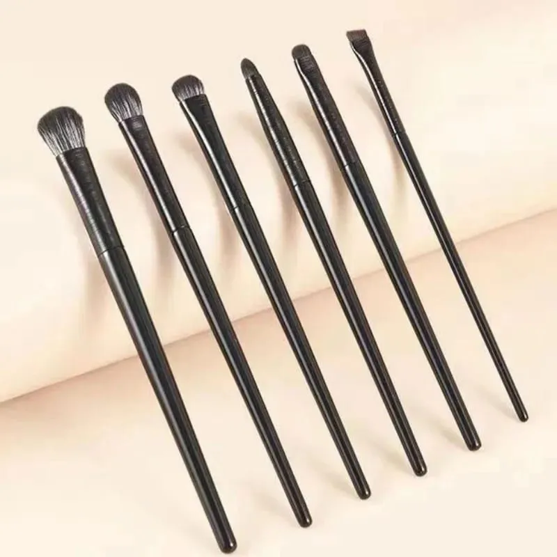 6pcs Berus Mekap Mata Hitam Set Berus Pembayang Mata Pembayang Mata Kontur Profesional Alat Kosmetik Pengadun Mudah Alih Kecantikan Wajah — image 6