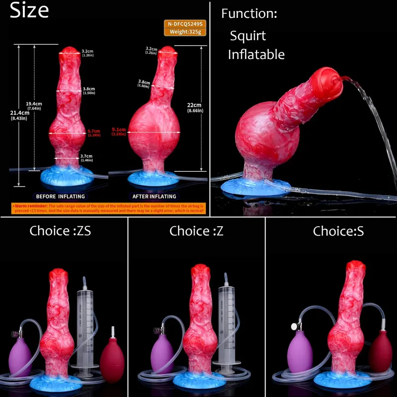 Silikon Şişme Boşalma Düğüm Yapay Penis Ayarlanabilir Çevresi Fışkırtma Fantezi At Penis Yetişkin Seks Oyuncakları Anal Dilatör